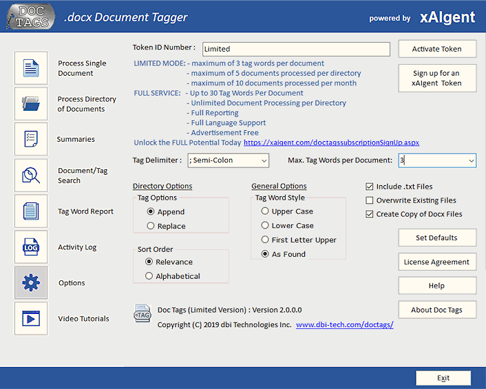 Installing Doc-Tags Default System Settings