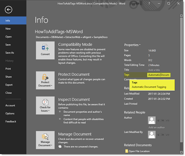 How To Add Tag Microsoft Office Document File