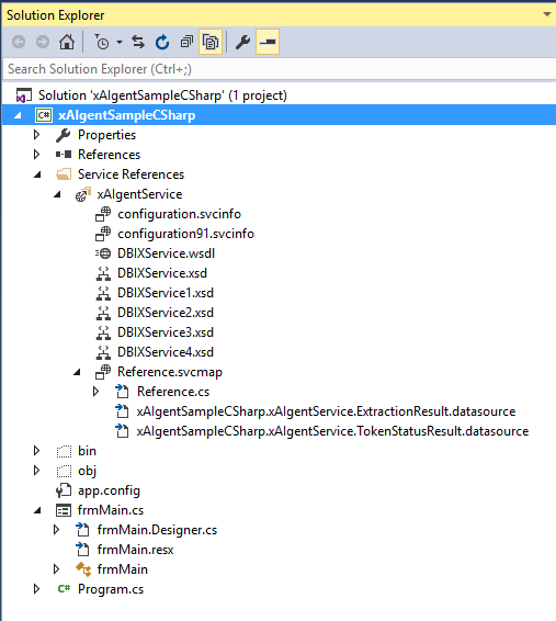 Implementing xAIgent - Sample Code, Visual Studio wil now add the Service Reference and generate the necessary handlers